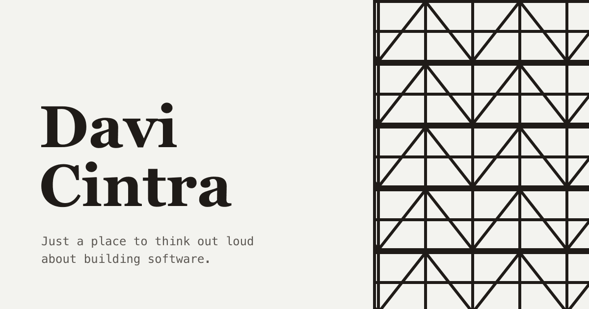Davi Cintra wordmark beside the timber-frame pattern on a light background.
